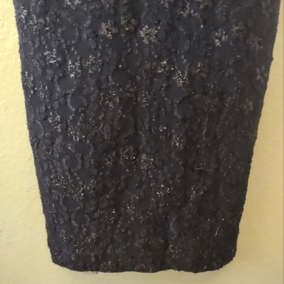 Y2K 90s Vintage floral lace metallic strapless midi dress with slit - Picture 5 of 6